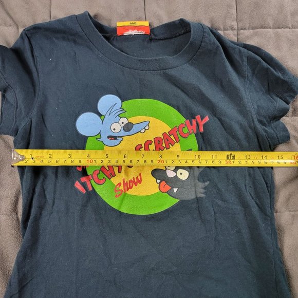 Vintage The Simpson Womens Short Sleeve Black T Shirt Itchy And Scratchy Show - Picture 6 of 9